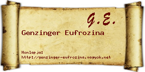 Genzinger Eufrozina névjegykártya